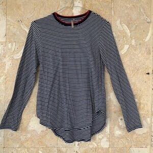 Banana Republic Navy and White Women’s Striped Long Sleeve Tee